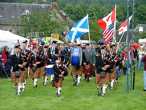 The parade entering the field